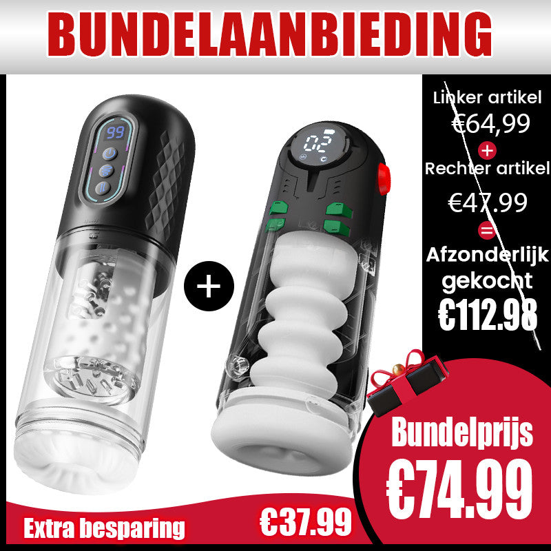 Super Dubbele Verrassing! Masturbator + Masturbator Beperkte Combi-Deal, bespaar €37,99!