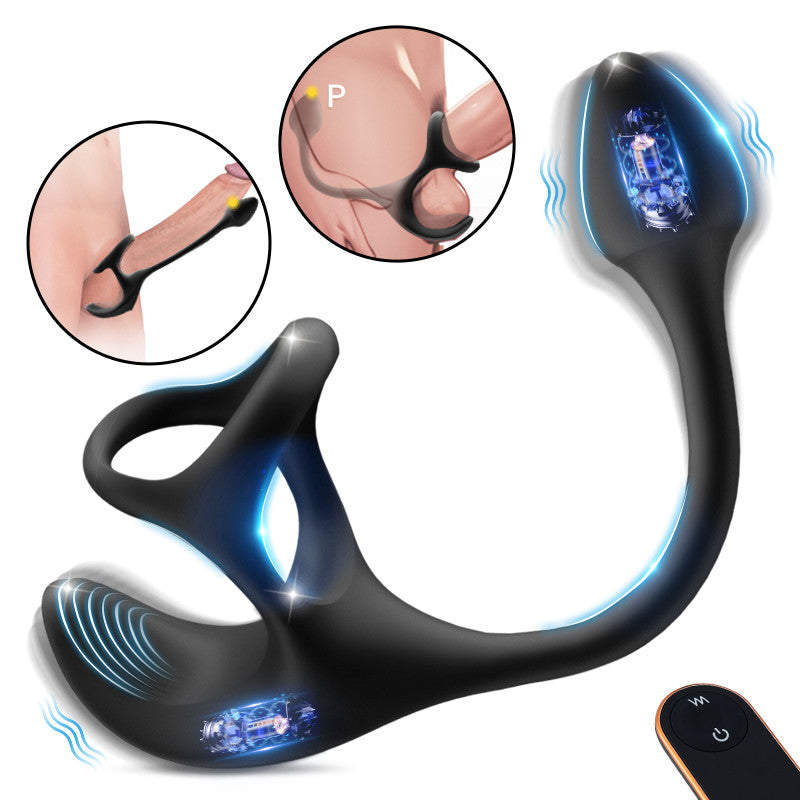 Anaalplug bolvormige vibrerende stimulator met penisringen