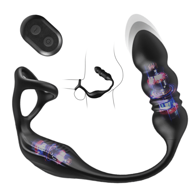 Mike 9 Draagbare Prostaat Massager met Trillings- en Pulsatiemodi en Cockring