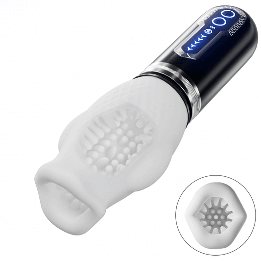 Tornado 3.0 - Dubbele Motor Orale Seks Analoge Masturbator 7 Vibraties 5 Intrekkingen 5 Rotatie