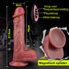 【NEW】Jazz——9-frequentie vibratie + 3-frequentie telescopische dildo, super-gesimuleerde eikel en testikels, verwarmbaar