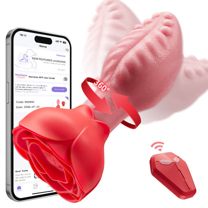 Sera - Tongvormige 360° roterende anale plug met rozenbasis voor vrouwen & mannen
