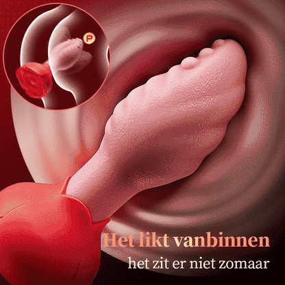 Sera - Tongvormige 360° roterende anale plug met rozenbasis voor vrouwen & mannen