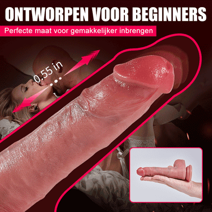 【Ontworpen voor beginners】Realistische siliconen anale dildo van 7,4 inch met verwarmingsfunctie, stoot- en trilmodus, automatisch