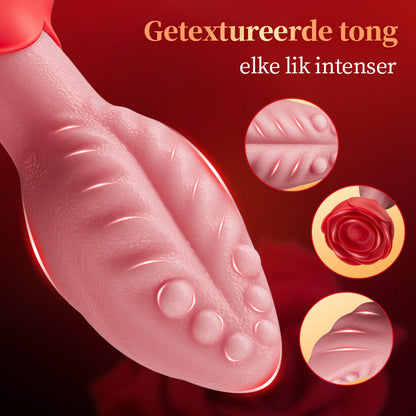 Sera - Tongvormige 360° roterende anale plug met rozenbasis voor vrouwen & mannen