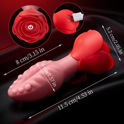 Sera - Tongvormige 360° roterende anale plug met rozenbasis voor vrouwen & mannen