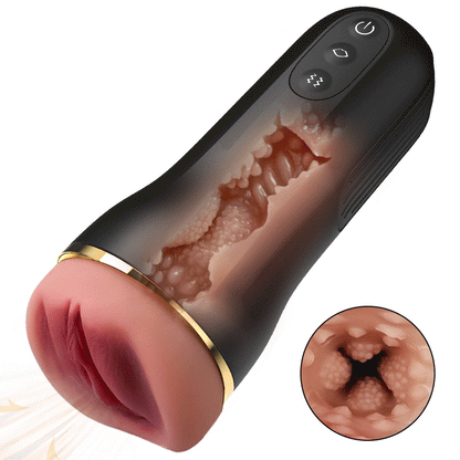 Captain - 5 Zuigen 10 Vibrerende Gesimuleerde Vagina Ingang Mannelijke Masturbatie Cups
