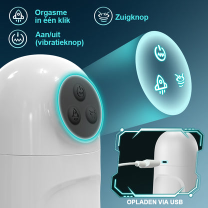 Skyline - 10 Zuigvibraties, Activering Met één knop, App-gestuurde Multi-puntsmassage, Mannelijke Masturbator