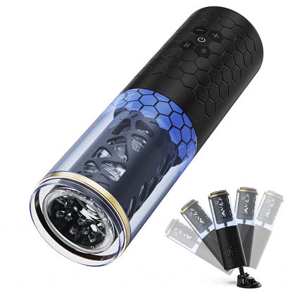 Bluesea 6 Bi-Directionele Duwende Rotatie Masturbator Met Zuigbasis