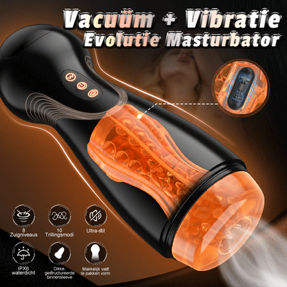 Evolution-8 Succion 10 Vibratie One Touch Orgasme Digitaal Vacuüm Masturbator
