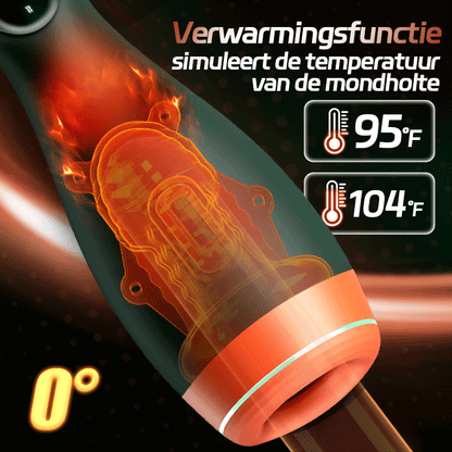 Warming – Simuleert mondholtetemperatuur met vibratie en telescopische 2-in-1 mannelijke masturbator