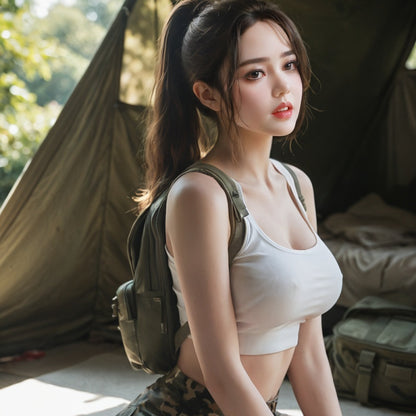 【-€250, slechts 3 dagen】Hannah - Sekspop van 148 cm met zijdezacht zwart haar en kalme, diepe ogen voor intieme momenten