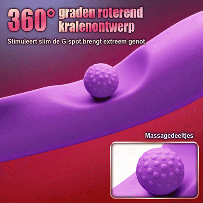 Tonglikkende clitorisstimulator G-spotvibrator met 360° rotatie en wrijfbal
