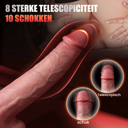 HONKAI- Verwarmende 8 krachtige stotende 10 vibrerende zuignap dildo