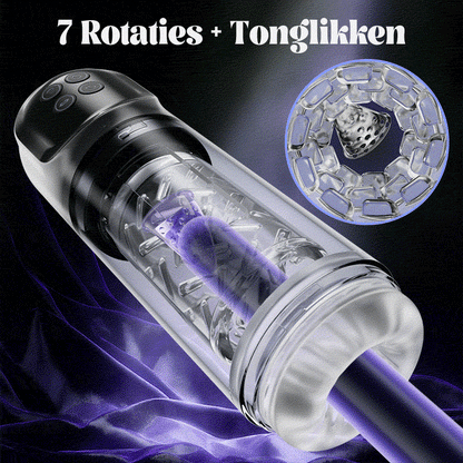 Vortex - 7 Zuigende Dubbele-Temperatuur SPA Boner Vergroter 7 Roterende 360° Massage Masturbator