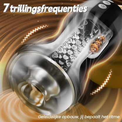 Gasvortex - 7 frequenties zuig- en vibratiemodi, draaibare behuizing, mannelijke masturbator