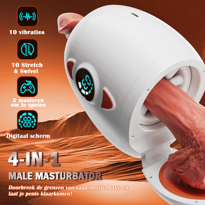 Explorer-Innovative Pleasure Elektrische Masturbator met dubbele ingang Massage van testikel + Orgasme van schaamlippen