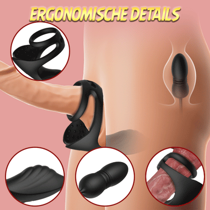 Prostaatstimulator met 9 schok- en vibratieniveaus en testikelstimulator & penisring