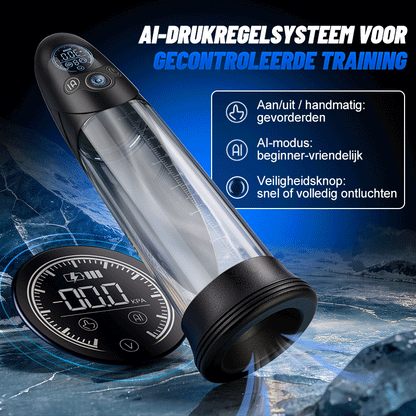 BathFun Pro - AI-drukgestuurde vacuümtrainer met 9 standen, LCD-scherm met realtime drukweergave, 58 dB pomp