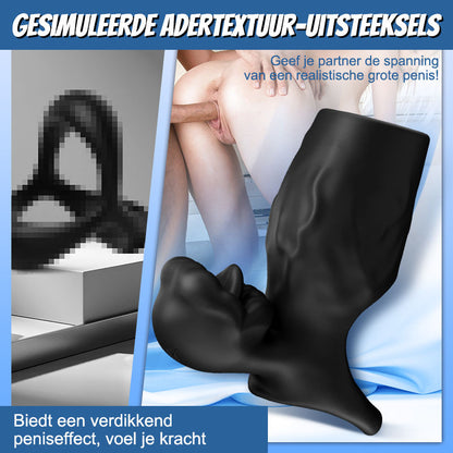 Titan - 9 Vibraties  Gesimuleerde Penis Textuur  Testikel & Penis Dubbele Chastity Ring  Seksueel Speelgoed voor Koppels