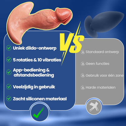 Levi – APP- & afstandsbediening-gestuurde 360° roterende vibrerende buttplug / anale dildo voor mannen en vrouwen