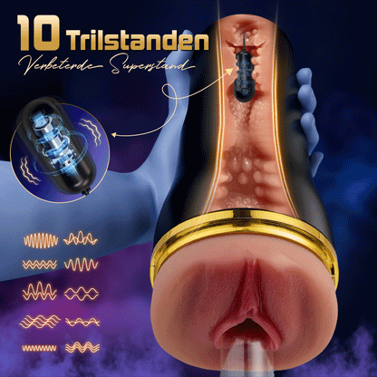 【Black Friday Bestseller】5 Zuigen 10 Vibrerende Gesimuleerde Vagina Ingang Mannelijke Masturbatie Cups