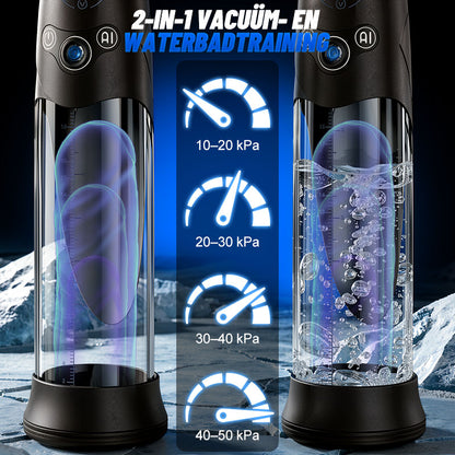 BathFun Pro - AI-drukgestuurde vacuümtrainer met 9 standen, LCD-scherm met realtime drukweergave, 58 dB pomp