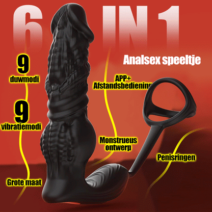 Upgrade snel stotende 6-in-1 prostaatmassager met afstandsbediening en APP