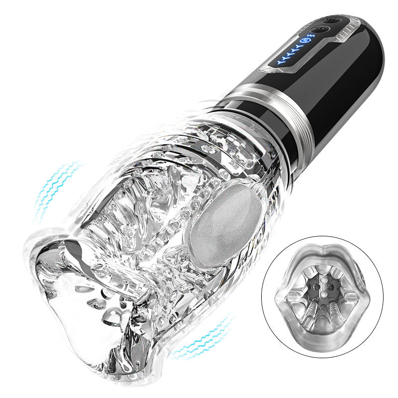 Tornado 3.0 - Dubbele Motor Orale Seks Analoge Masturbator 7 Vibraties 5 Intrekkingen 5 Rotatie