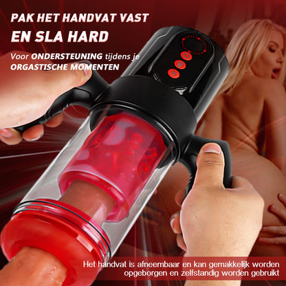 Terminator - Orale x Vaginale Seks! 9 Stretching Rotatie 9 Zuigen Met Handvat Mannelijke Masturbator