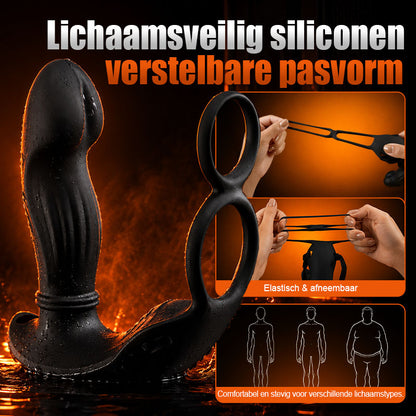 Hugo - Draagbare prostaatstimulator met stuwbewegingen, riemen en dubbele bediening via app en afstandsbediening
