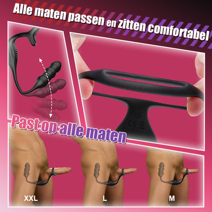 Mike 9 Draagbare Prostaat Massager met Trillings- en Pulsatiemodi en Cockring