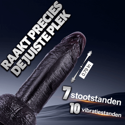 Kronos - 8,27'' Dikke zwarte thrusting dildo met verwarmingsfunctie en intense dikte voor diepe vulling en stretch