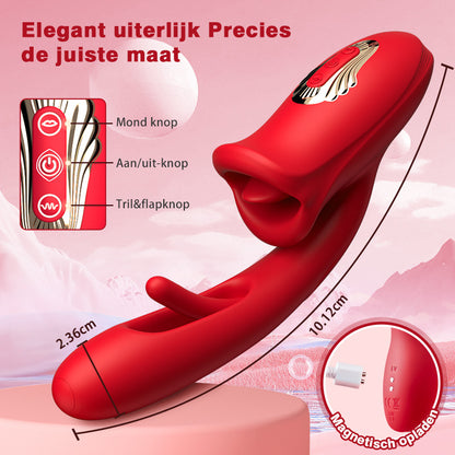 【Verzending binnen 24 uur】G-spot klap vibrator met tonglikfunctie & vibrerende tong