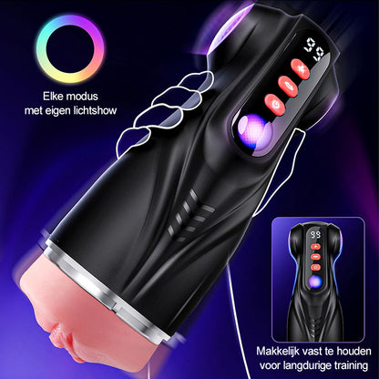【Flitsverkoop: 30% KORTING】Daphne - Penis Pomp met 3 verwisselbare sleeves, Pocket Pussy, 9 Zuig- & 9 Vibratiemodi, Mannelijke Masturbator