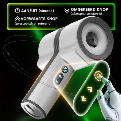 Dubbele kop 7 trillingen 5 telescopische rotatie in de hand te houden pijpbeurt masturbatie-apparaat