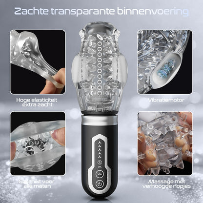 TORNADO 3.0 Versie 7 Vibrerende 5 Roterende Stuwende Pijp Masturbator
