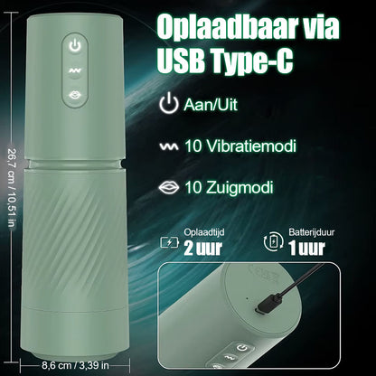 Abyss - 10 Zuig- & 10 Vibratie Vacuüm Penis Pomp Vergrotingspomp Mannen Masturbator