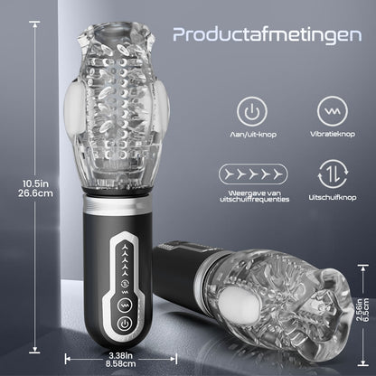 TORNADO 3.0 Versie 7 Vibrerende 5 Roterende Stuwende Pijp Masturbator