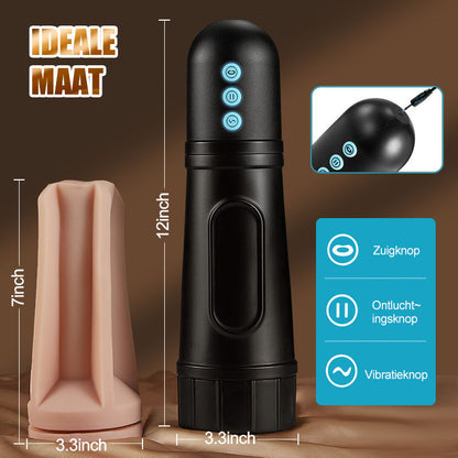 Tornado – Realistische textuur, verlengd kanaal, mannelijke masturbator met 10 vibratie- en 5 zuigstanden