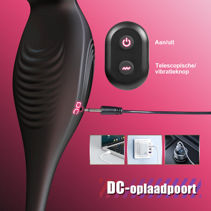 Mike 9 Draagbare Prostaat Massager met Trillings- en Pulsatiemodi en Cockring