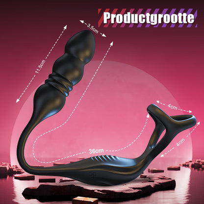 Mike 9 Draagbare Prostaat Massager met Trillings- en Pulsatiemodi en Cockring