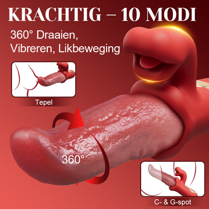 Vesper - Diepe tonglik vibrator voor langdurig plezier met 10 golfbewegingen