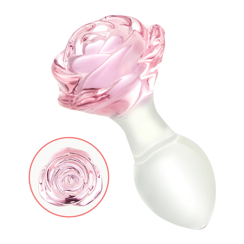 Rosy Plug Anal in glas met roze basis