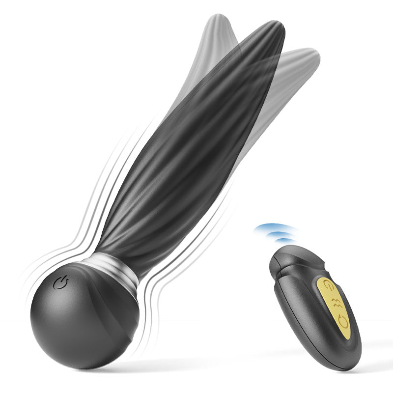 DAISY 7 Vibrerende & 7 Kop Roterende Prostaat Anale Buttplug op Afstand