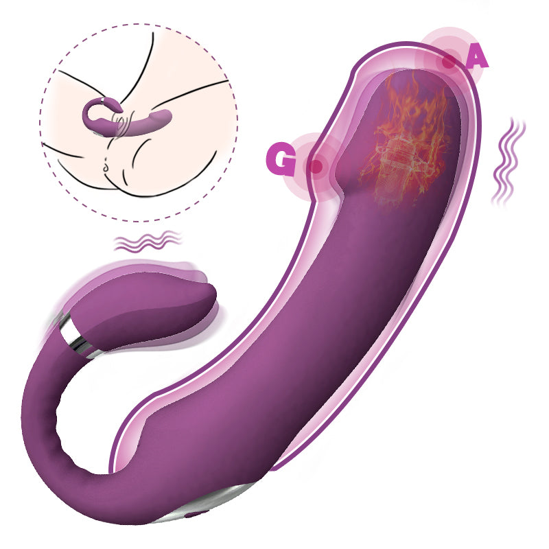 Verwarmde Vibrator Anaal en Vaginaal  10 Vibratie + Trekkracht