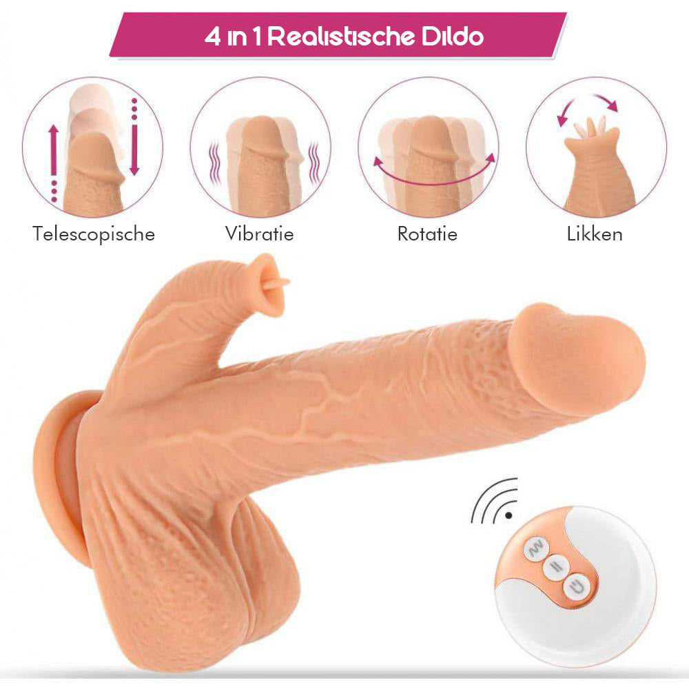 4 IN 1 Clitoris Stimulatie Realistische Dildo met Zuignap INS