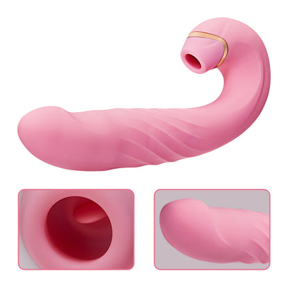 Roze vrouwelijke vibrator 10 zuigkracht 10 vibratie 3 heen en weer