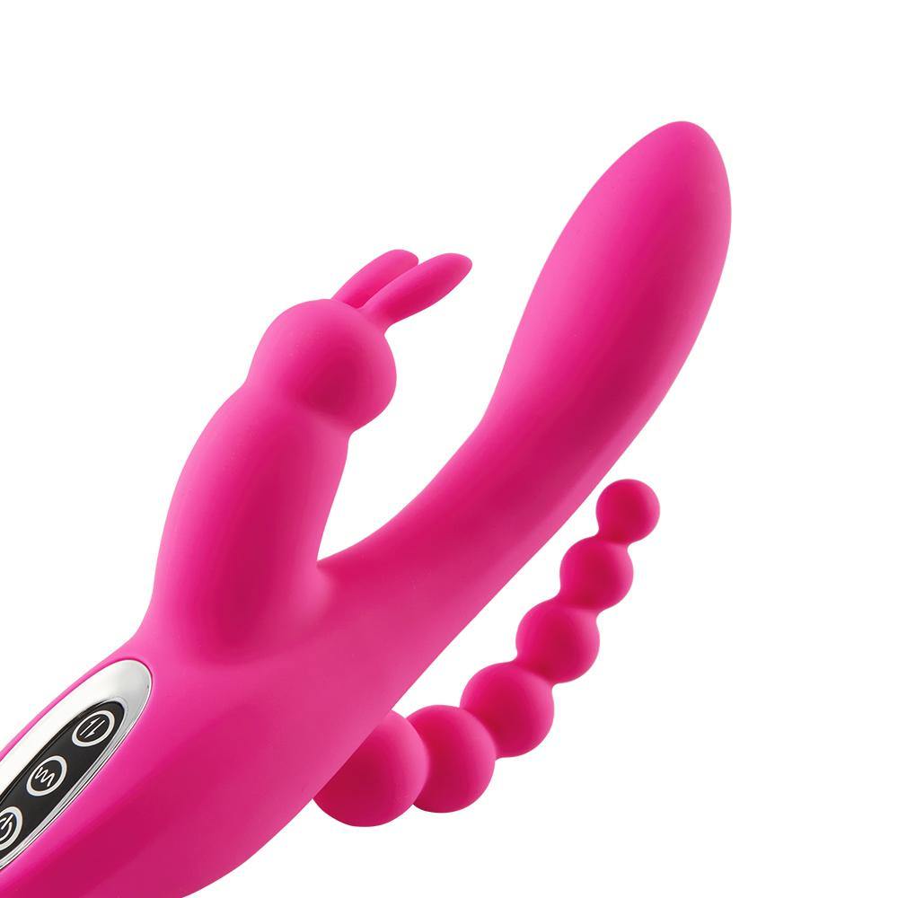 3 IN 1 Rabbit Vibrator 7 Vibratiestanden G-punt Clitoris Anus Stimulatie