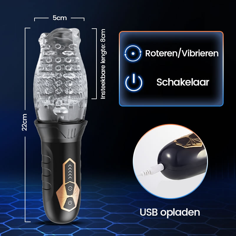 ORKAAN 2 IN 1 Oralsex Cup Masturbator 7 Rotatie 7 Vibration Acmejoy